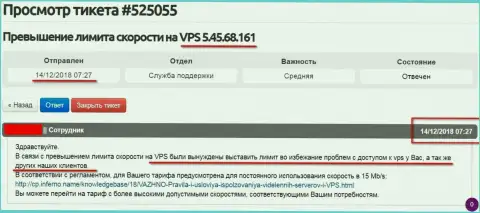 Хостер оповестил, что ВПС веб-сервер, на котором хостился интернет-сервис Forex-Brokers.Pro ограничен в скорости