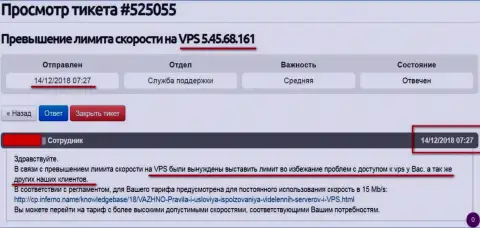 Хостинг-провайдер сообщил, что ВПС сервера, где хостился web-сайт FreedomFinance.Pro лимитирован в скорости