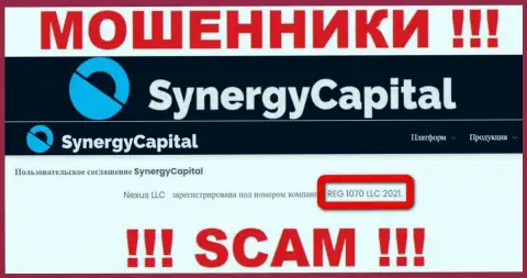 Номер регистрации компании Synergy Capital: REG 1070 LLC 2021