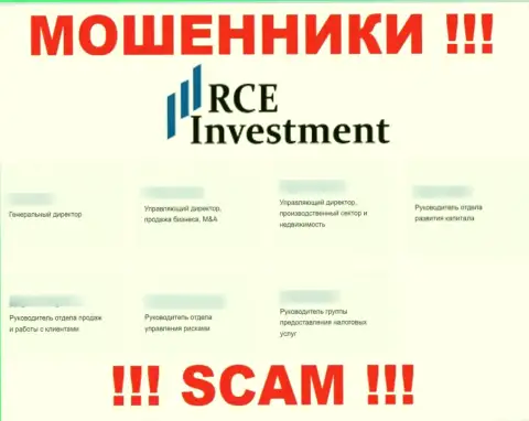 На web-портале мошенников РСЕХолдингсИнк Ком, представлены фейковые данные об непосредственных руководителях