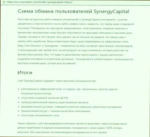 Стопроцентный грабеж !!! Обзор компании Synergy Capital