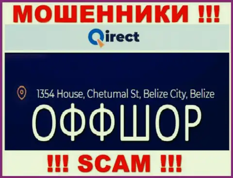 Компания Qirect Limited пишет на сайте, что расположены они в оффшоре, по адресу 1354 House, Chetumal St, Belize City, Belize