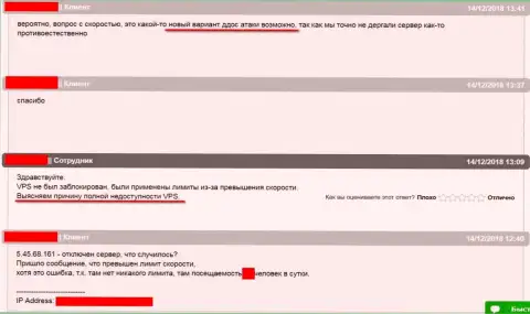 Интернет-переписка с тех поддержкой хостер-провайдера где хостился интернет-портал ffin.xyz по делу с закрытием web-сервера
