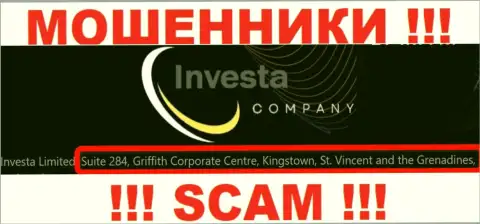 На официальном сайте Investa Company предоставлен адрес регистрации этой конторе - Suite 284, Griffith Corporate Centre, Kingstown, St. Vincent and the Grenadines (оффшорная зона)