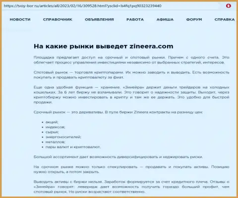 Инфа о существенном ряде финансовых инструментов для совершения сделок дилинговой компании Zinnera, представленная на web-ресурсе Tvoy-Bor Ru