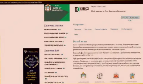 Обзорный материал о условиях торгов ФОРЕКС брокерской организации KIEXO, расположенный на сайте Directory FinanceMagnates Com