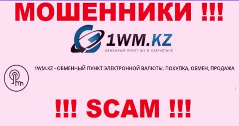 Деятельность мошенников 1WM Kz: Online обменник - это замануха для доверчивых клиентов