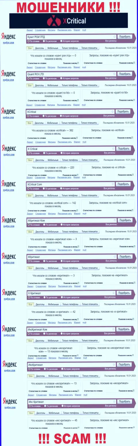 Именно такое количество онлайн-запросов в сети internet по мошенникам ИксКритикал