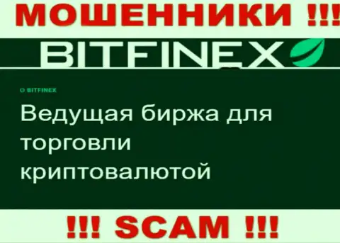 Основная работа Битфайнекс Ком - это Crypto trading, будьте бдительны, действуют преступно