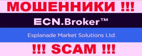 Информация о юридическом лице организации ECN Broker, им является Esplanade Market Solutions Ltd
