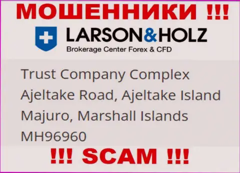Оффшорное месторасположение Larson Holz - Trust Company Complex Ajeltake Road, Ajeltake Island Majuro, Marshall Islands МН96960, откуда эти мошенники и проворачивают свои грязные делишки