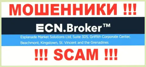 Жульническая компания ECNBroker находится в офшоре по адресу - Suite 305, Griffith Corporate Center, Beachmont, Kingstown, St. Vincent and the Grenadine, будьте внимательны