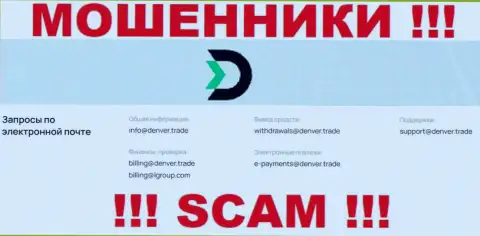 Е-майл internet-обманщиков Denver Trade, который они выставили на своем официальном интернет-сервисе