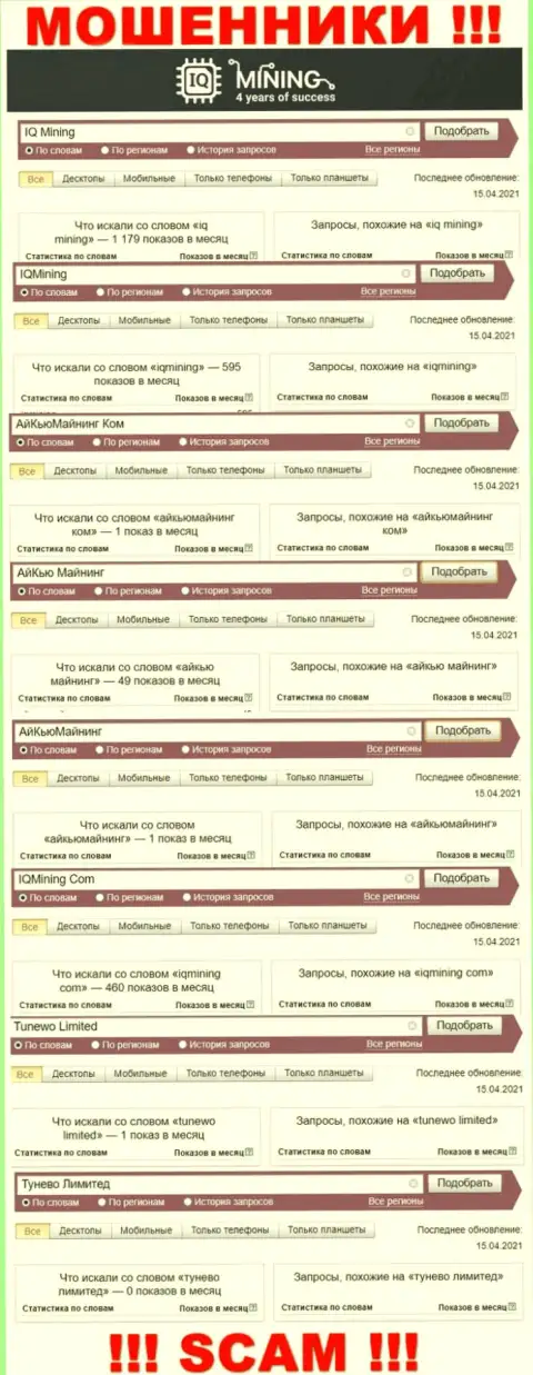 Итог online запросов информации про разводил АйКью Майнинг в инете