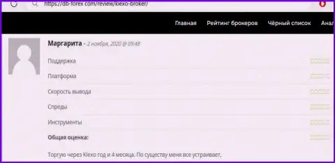 Позитивные мнения в адрес брокера KIEXO на веб-ресурсе Db Forex Com