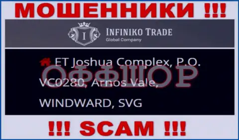 Infiniko Trade - это МОШЕННИКИ, спрятались в оффшоре по адресу - ET Joshua Complex, P.O. VC0280, Arnos Vale, WINDWARD, SVG