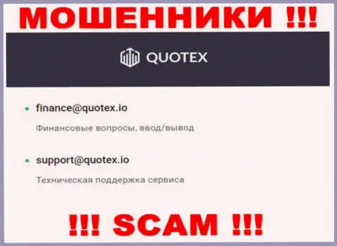 Адрес электронной почты разводил Quotex