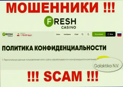 Юридическое лицо махинаторов Fresh Casino - это GALAKTIKA N.V
