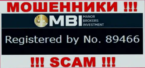 Manor BrokersInvestment - номер регистрации internet махинаторов - 89466