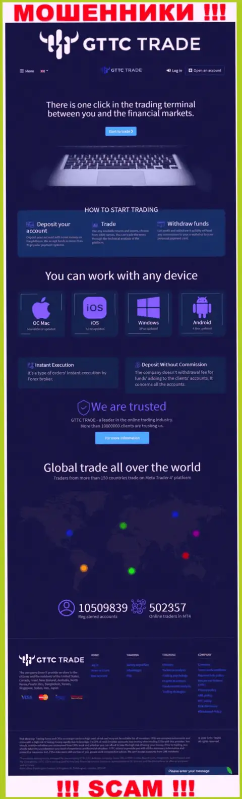 Неправда на страницах сервиса мошенников GTTC Trade