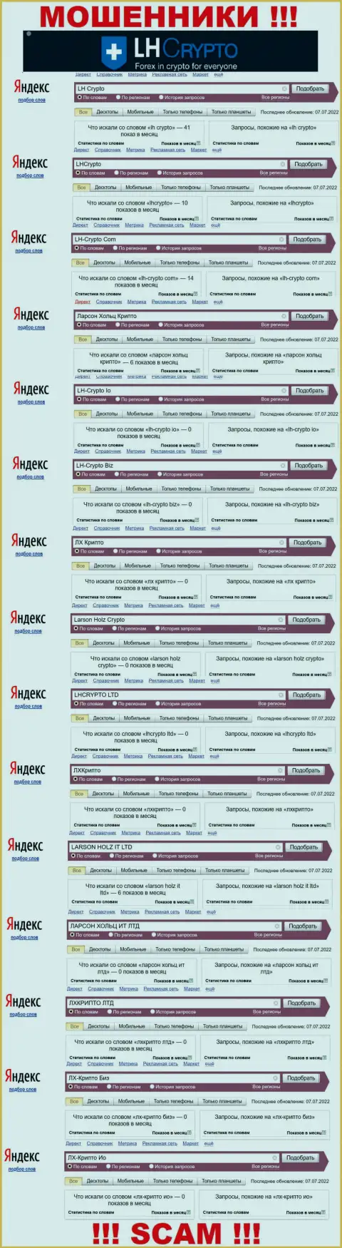 Online-запросы по бренду жуликов LARSON HOLZ IT LTD в поисковиках глобальной internet сети