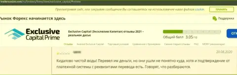 Отзыв, после анализа которого стало понятно, что компания ExclusiveCapital - это ШУЛЕРА !!!