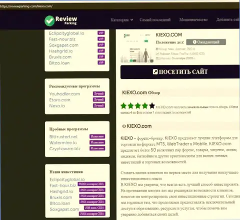 Условия трейдинга FOREX брокерской компании Kiexo Com, опубликованные на web-сайте РевьюПаркинг Ком