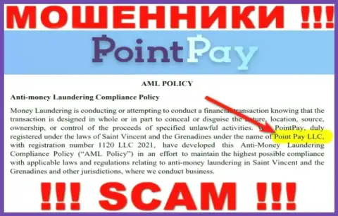 Организацией ПоинтПэй руководит Point Pay LLC - сведения с официального сайта мошенников
