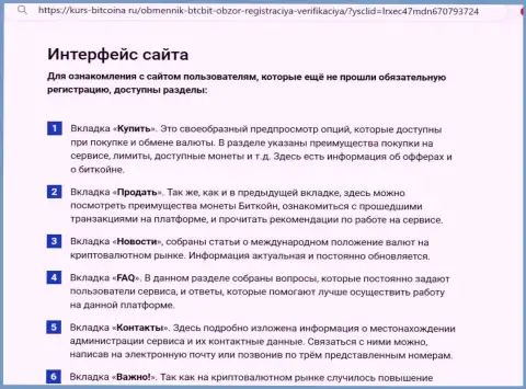 Функционал веб-сайта интернет-обменника BTCBit Sp. z.o.o. детально описан на веб-сайте bitcoina ru