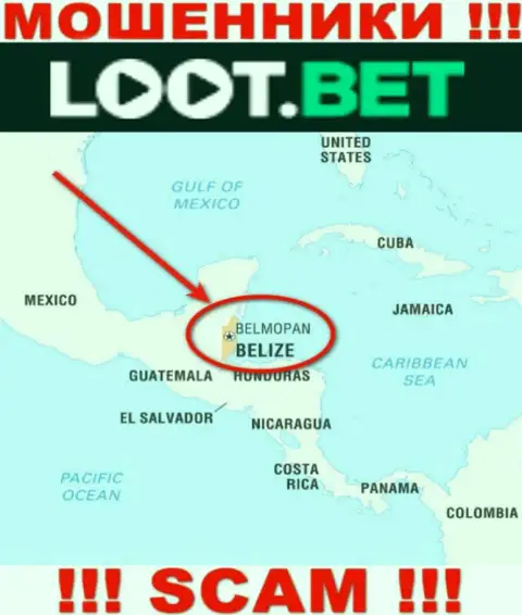 Лучше избегать совместного сотрудничества с обманщиками ЛоотБет, Belize - их юридическое место регистрации