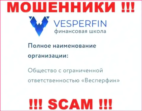 Инфа про юридическое лицо интернет-аферистов VesperFin - ООО Весперфин, не обезопасит Вас от их грязных лап