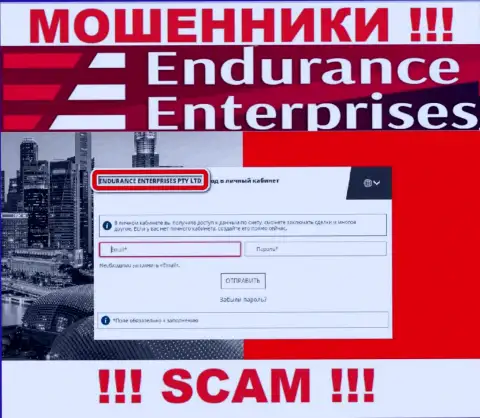 Вы не сохраните собственные финансовые активы сотрудничая с EnduranceFX, даже если у них имеется юридическое лицо ENDURANCE ENTERPRISES PTY LTD